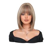 Perruque en Dentelle Perruque courte et droite for femme de 33 cm, 12 pouces, style bandeau complet, reflets créatifs Perruques Pour Femmes
