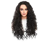 Perruque en Dentelle Perruque synthétique en dentelle T de 65 cm et 26 pouces, cheveux bouclés, longueur ondulée, perruque féminine avec raie au milieu Perruques Pour Femmes