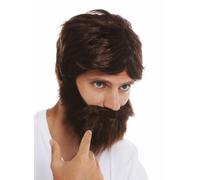 Perruque Et Barbe Carnaval Hommes Braun Fou Ondulé Zauselig Ungepflegt