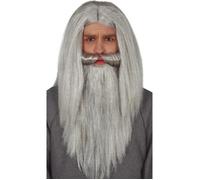 Perruque et barbe Longue Grise - FIESTAS GUIRCA, S.L. - Accessoires Halloween - Homme Adulte