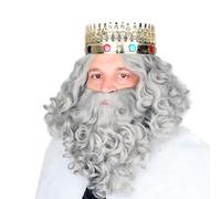 Perruque et Barbe Roi Mage Gris Mate