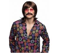 Perruque et moustache marron homme