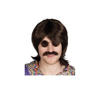 Perruque Et Moustache Marron Homme Marron