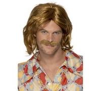 Perruque et moustache rétro homme Taille Unique G