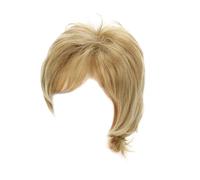 Perruque européenne N - Coiffure courte tendance avec mèches lisses blond clair - Coupe en couches pour des pointes ondulées volumineuses - Fibres synthétiques de qualité supérieure avec kaki - Taille