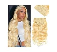 perruque Extensions de cheveux à clips Body Wave blond 613, 100% humains, lot 8 pièces, 120 g, for femmes Pour les cheveux clairsemés(12inches)