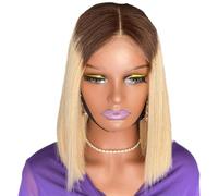 Perruque Femme 10 inch Bob Wig Human Hair T4/27 Ombre Blonde Straight Short Glueless Wear Wigs for Women 200 Density hair wigs