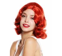 Perruque Femme 20er Années Swing-Charleston Chicago Raie au Milieu Ondulés Rouge