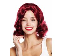 Perruque Femme 20er Swing-Charleston Chicago Raie au Milieu Ondulés Rouge Grenat