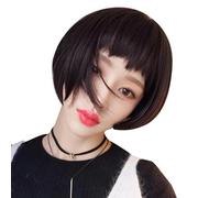 Perruque Femme 25Cm Cheveux Courts Bobo Moelleux Naturel Réaliste Marron Noir Cheveux Courts Raides