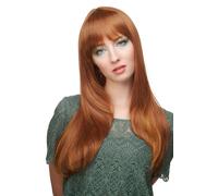 Perruque Femme Avec Frange Rouge Brun-Rouge Longue Lisse Environ 60