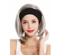 Perruque Femme Bandeau Court Lisse Années 80 Look Rétro Gris Argenté GFW948-H-51