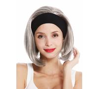 Perruque Femme Bandeau Court Lisse Années 80 Look Rétro Gris Argenté GFW948-H-51