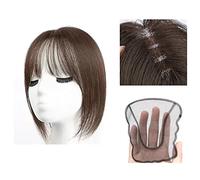 Perruque Femme Bangs Wig Piece Full Real Human Hair Patch Fluffy Augmenter le volume des cheveux Fluffy Cover Cheveux gris Perruques pour Femmes Morceau de Cheveux(10-(13-12)25CM-brown)