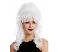 Perruque Femme Baroque 60er Retro Ruche Updo Dutt Bou Long Blanc