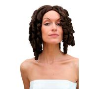 Perruque Femme Baroque Pirate Caraïbes Colonial Boucles Spirales Châtain Brun