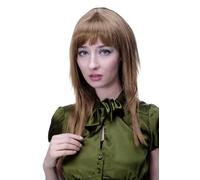 Perruque Femme Brun Foncé Roux Mêlé Frange Lisse Fortement Dégradé 9214