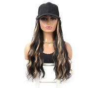 Perruque Femme Casquette de baseball avec extensions de cheveux synthétiques bouclés for femme, perruque ondulée ajustable de 61 cm de long, coiffure ondulée for un usage quotidien hair wigs(P4-27)