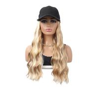 Perruque Femme Casquette de baseball avec extensions de cheveux synthétiques bouclés for femme, perruque ondulée ajustable de 61 cm de long, coiffure ondulée for un usage quotidien hair wigs(P27-613)