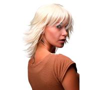 Perruque Femme Cosplay Courte Sauvage Mèches 80S Wetlook Platine Blond 8019
