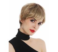 Perruque Femme Courte Pixie Cut Lisse Brun Cuivre Blond Mêlé