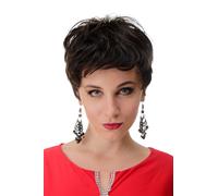 Perruque Femme En Cheveux Naturels Brun Court Ébouriffé Sauvage Teintée 25
