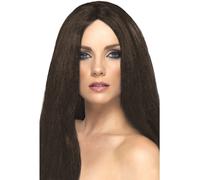 Perruque Femme Extra Longue Brune Droite Pour Déguisement 44cm