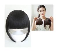 Perruque Femme Faux Bangs Girls Real Hair Wig Piece Épaissie Bangs Qi Bangs Soft Hair Wig Piece Perruques pour Femmes Morceau de Cheveux(Black,B)