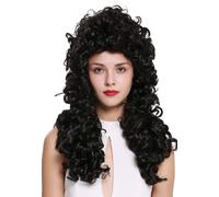 WIG ME UP - B17-2P-B-2 Perruque dame homme baroque renaissance roi gentilhomme boucles longues bouclées noir