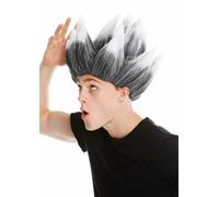 Perruque Femme Homme Haute Toupie Démon Diable Troll Fleur Gris Blanc