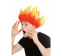 Perruque Femme Homme Hochtoupiert Démon Feu Diable Troll Fleur Rouge Jaune