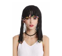 Perruque Femme Homme Tressé Tresses Perles Noir Afro Caraïbes Rasta Hippie De
