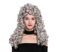 WIG ME UP - B17-2P-B-51 Perruque dame homme baroque renaissance roi gentilhomme boucles longues bouclées gris argenté