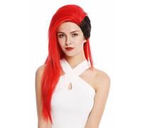 Perruque Femme Hommes Cosplay Punk Emo Wave 80er Long Noir Rouge DL104-113-1B
