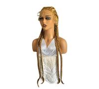 Perruque Femme Lace Front Braid Wig, Nature Looking with Baby Hair Synthetic Wigs Hand Tied Heat Resistant Fiber 4 Braided Daily Wear for Women 32 inch hair wigs(#27)