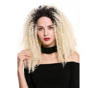 Perruque Femme Lace-Front Mono Volume Crépu Bou oucles Ombre Noir Blond
