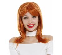 Perruque Femme Longue Jusqu'aux Épaules mi-Longs Lisse Geslict Orange 3003