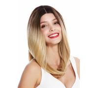 Perruque Femme Monofilament Lace-Front Raie Lisse Ombre Balayage Braun Blond