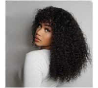 Perruque Femme Naturelle Brésilien Bou De Cheveux Humain Avec Frange Sans Colle Afro Kinky Curly Wig With Bangs Human Hair Glueless Wig No LaceCurly Perruque Femme Naturelle Bou 22 Pouces