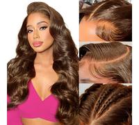 Perruque Femme Naturelle Chocolate Brown 13x6 HD Lace Wig Human Hair Perruque Cheveux Humain Bresilienne Sans Colle Brun Chocolat Body Wave Lace Frontal Glueless Wig Human Hair Pre Plucked 14 Pouces