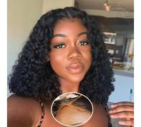 Perruque Femme Naturelle Lace Bob 4x4 Perruque Sans Colle Pré-cut Cheveux Humains Glueless Bob Wig Pre Plucked Deep Curly Lace Bob Wear to Go Perruques 10 Pouces