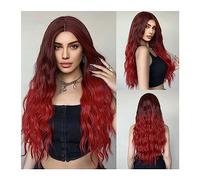 perruque femme naturelle Ombre vin rouge longue eau ondulée perruques synthétiques bordeaux Cosplay femmes perruque partie centrale fibres naturelles résistantes à la chaleur cheveux perruque femme