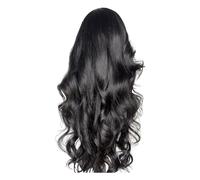 perruque femme naturelle Perruque Lace Front Wig noire noire à grande vague, cheveux longs bouclés et fendus au centre, couvre-chef en Fiber synthétique for femmes perruque femme