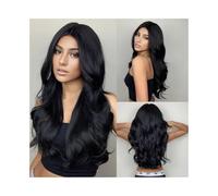 perruque femme naturelle Perruque tendance en fibre synthétique, cheveux longs et bouclés, haute température, en soie, couvre-tête complet perruque femme(103f-black)