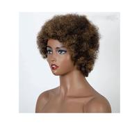 perruque femme naturelle Perruques Afro Bouclées, Perruques Courtes Brunes, Perruques Pixie Blondes Bouclées, Cheveux Humains, Fabriquées à la Machine perruque femme(Highlight Wig)