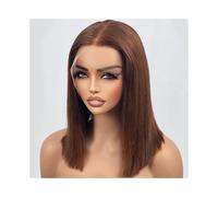 perruque femme naturelle Perruques Bob en cheveux humains, couleur chocolat, 13×4, densité 180% perruque femme(14inches)