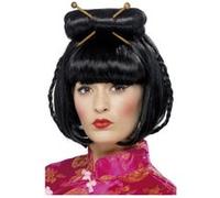 Perruque Femme Oriental Chinoise Noir - Noir or G