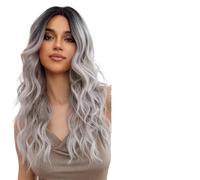 Perruque Femme Perruque blonde longue grise for femmes perruque ondulée ombrée avec frange fête quotidienne(LC8175-1)