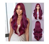 Perruque Femme Perruque bouclée ondulée à raie moyenne brun rougeâtre de 26 pouces, perruque en Fiber synthétique naturelle résistante à la chaleur for une utilisation quotidienne en fête Perruque Nat