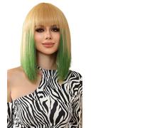 Perruque Femme Perruque courte et droite gris vert ombré, faux cheveux de fête for femmes(LC3058-4)